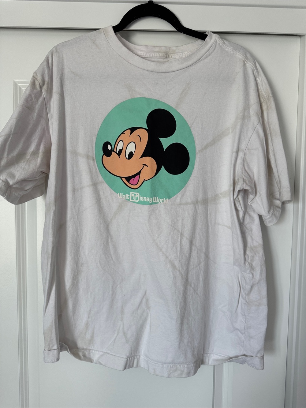 Disney White Short Sleeve Tee with Mint Green Mickey Graphic